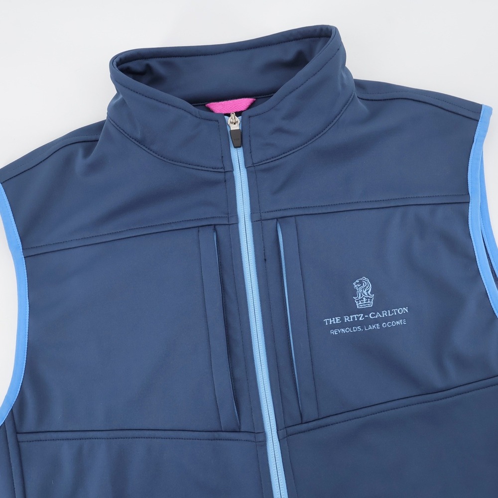Straight Down Ritz Carlton Lake Oconee Golf Vest Blue Sleeveless Mens Medium
